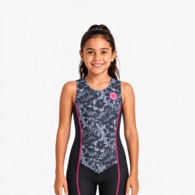 Trisuit Olímpico Kids Flores Gris