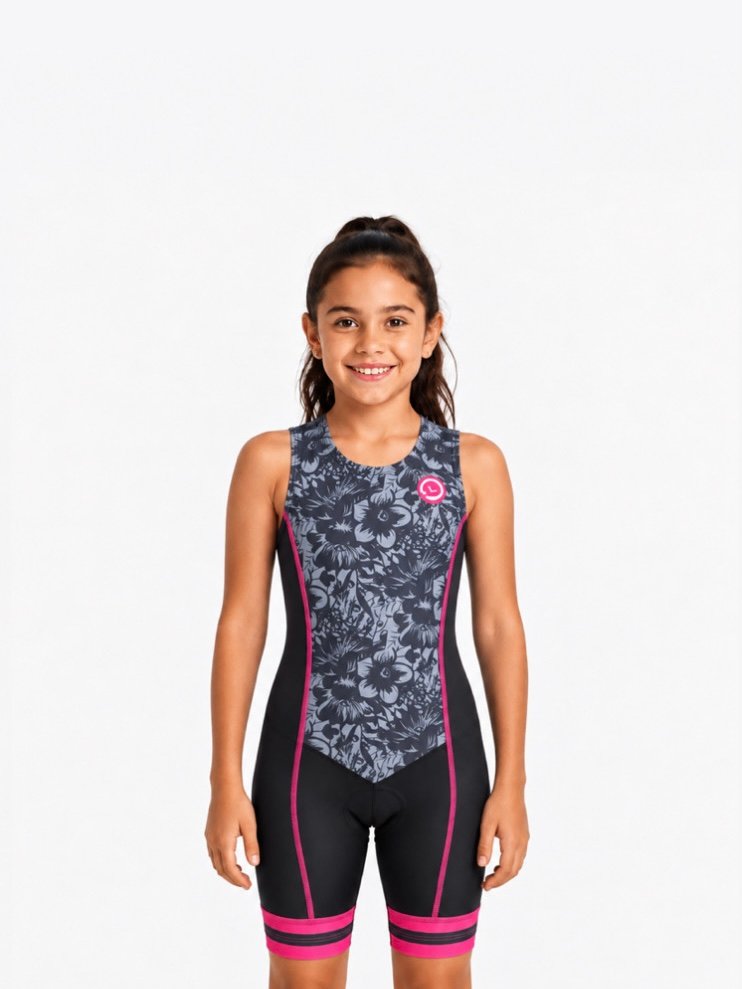 Trisuit Olímpico Kids Flores Gris