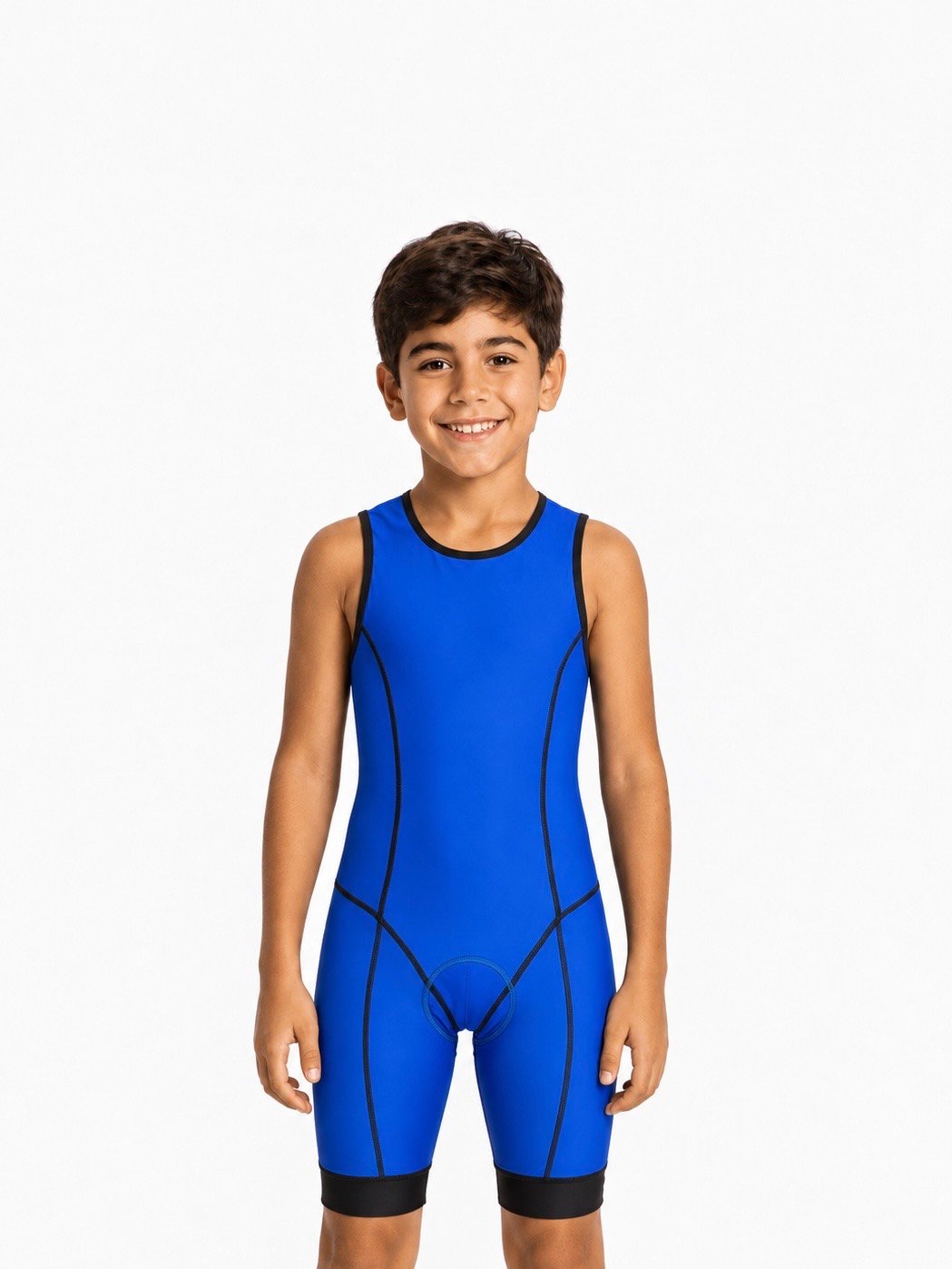 Trisuit Race Kids Azul Costuras Negras